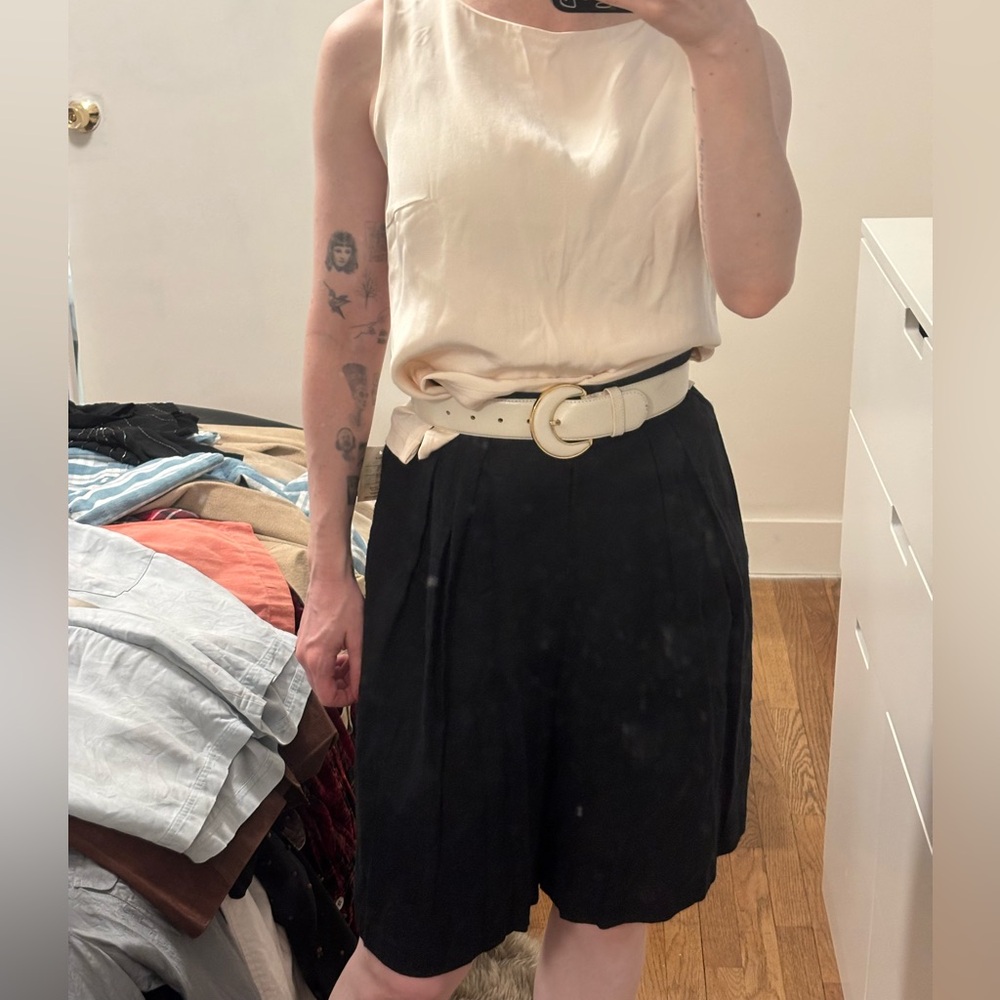 90s linen Mom shorts Bermuda‎ loose